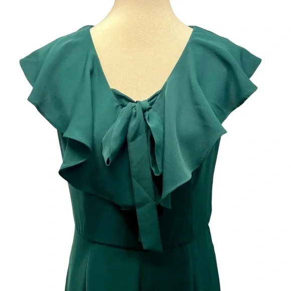 The Impeccable Pig Hunter Green Ruffle V Neck Wide Leg Jumpsuit Women’s Medium - Picture 3 of 10